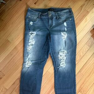 Torrid Blue Distressed Straight Leg Jeans